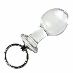 Pull Tab Round Head Glass Butt Plug