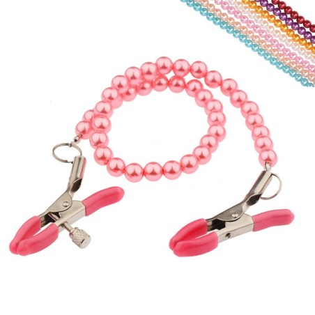 Nipple Clamps With Colorful Pearl Chain