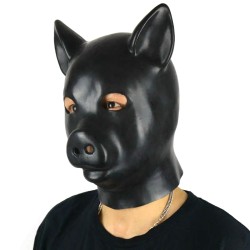 Latex Fetish Pig Hood Mask