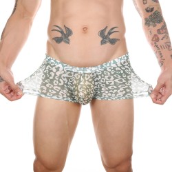 Men Sexy Transparent Leopard Mesh Boxers Briefs