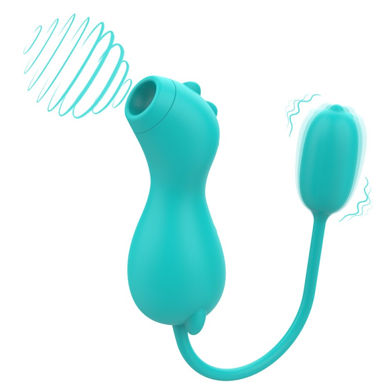 Cute Dinosaur 2-in-1 Clit Sucker &amp; Bullet Vibrator