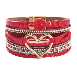 Heart Shape and Rhinestone PU Bracelet