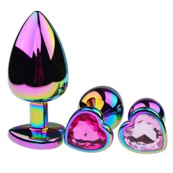 Holographic Jeweled Heart Butt Plug (Rainbow)