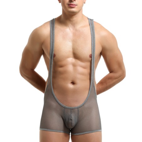 Hot Selling Pure Mesh Boxers Bodysuit