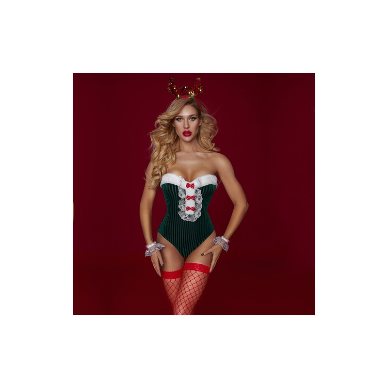 Hot Strapless Christmas Moose Dress Sexy Costume