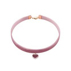 N335 Lotus Pink Heart Velvet Collar