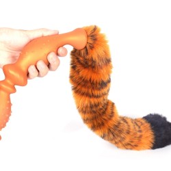 Soft Silicone Large Anal Beads - Fox Tail