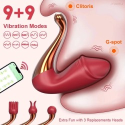 Dual-motor 10 Frequency Swan Vibrator With 3 Heads