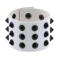 Three-row leather studded wide bracelet