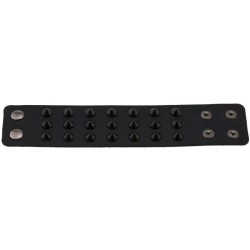 Three-row leather studded wide bracelet