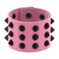 Three-row leather studded wide bracelet