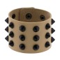 Three-row leather studded wide bracelet