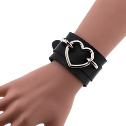 Punk PU leather Love Ring - Silver