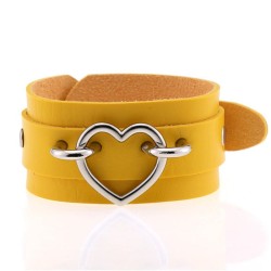 Punk PU leather Love Ring - Silver