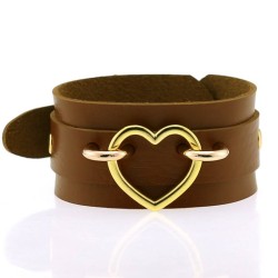 Punk PU leather Love Ring - Golden