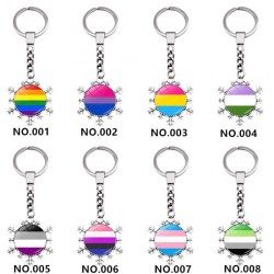 D707 Rainbow Gay Pride Flag Key chain Snow Pendant Key Ring