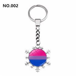 D707 Rainbow Gay Pride Flag Key chain Snow Pendant Key Ring