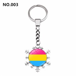 D707 Rainbow Gay Pride Flag Key chain Snow Pendant Key Ring