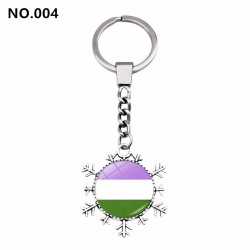 D707 Rainbow Gay Pride Flag Key chain Snow Pendant Key Ring