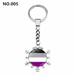 D707 Rainbow Gay Pride Flag Key chain Snow Pendant Key Ring