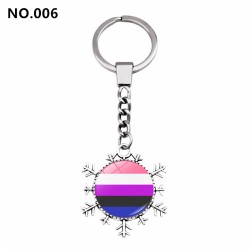 D707 Rainbow Gay Pride Flag Key chain Snow Pendant Key Ring