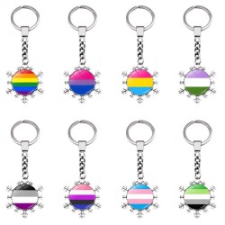 D707 Rainbow Gay Pride Flag Key chain Snow Pendant Key Ring