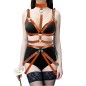 Cupless Halter Bra Harness With Leather Waist Belt