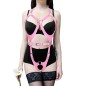 Halter Bra Harness Buckled With Open Crotch Panty