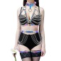 Women Laser Leather Suit Bra Chain Body Bondage