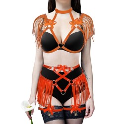 Shoulder Wing High Neck Bra Harness Tassel Skirt Bowknot Garter