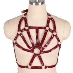 Leather Cage Bondage Chest Harness