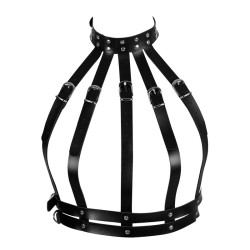 Front Cross Buckled Chest Belts With Riveted Collar