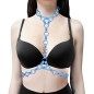 Plus Cut-Out Ring Linked Bra Chain Spliced With Faux Leather