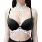 Plus Cut-Out Ring Linked Bra Chain Spliced With Faux Leather