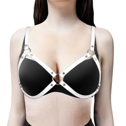 O Ring Spliced Cupless Leather Bra