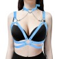 Metal Heart Leather Collar Spliced With Bra Harness