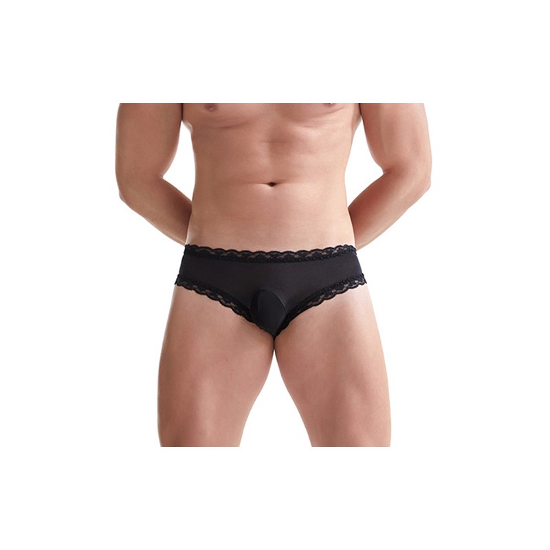 Men Sexy Lace Back Hollowed-out Mesh Panty