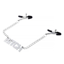 Nipple Clamp With Chain - Bitch