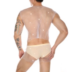 Night Club Shining Rhinestone Fishnet Vest