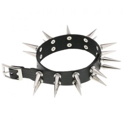 Double Row Long Spiked Rivet Collar