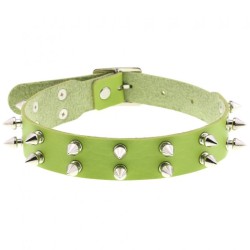 Double Row Spiked Rivet Leather Collar