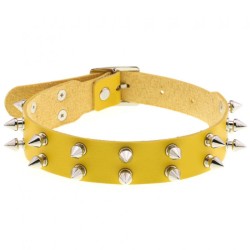 Double Row Spiked Rivet Leather Collar