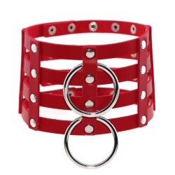 Four Rows Leather Bondage Collar