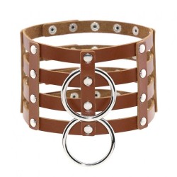 Four Rows Leather Bondage Collar