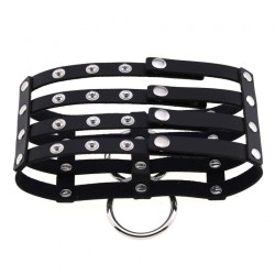 Four Rows Leather Bondage Collar