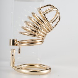 Gold Metal Chastity Cage Device