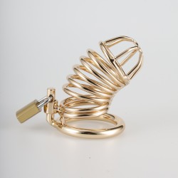 Gold Metal Chastity Cage Device