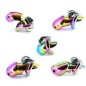 Rainbow Male Metal Chastity Cage HTV3