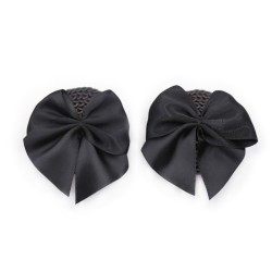 Bow Nipple Pasties - Black Scales