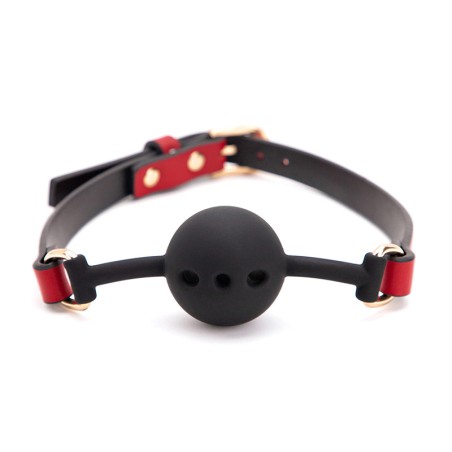 Silicone Ball Gag With Red&amp; Black Strap